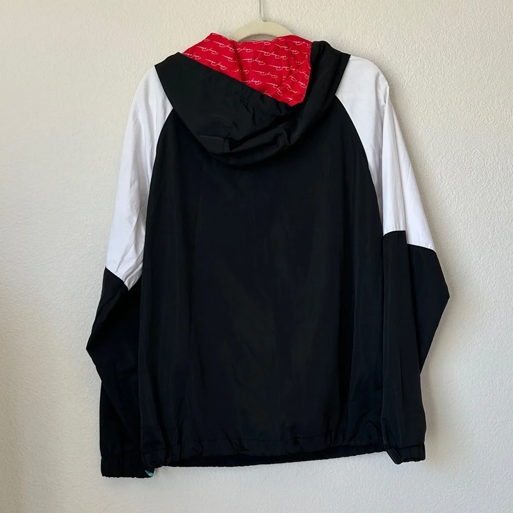 Danny Duncan Black White Windbreaker Hoodie Red Lined Hood Streetwear Size M